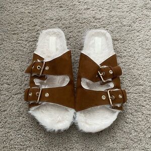 Brown Double Buckle Women's Sandals